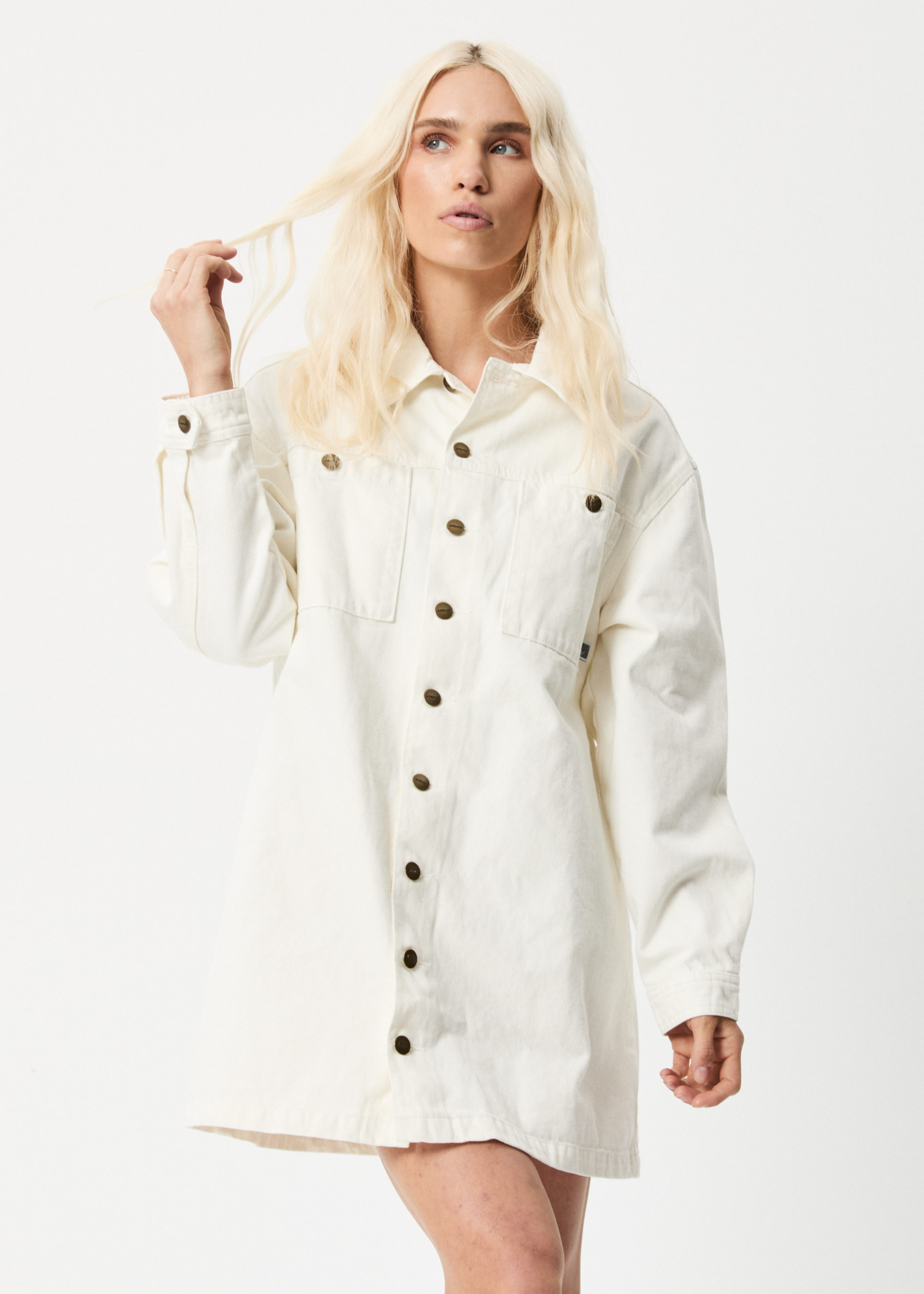 Tori - Organic Denim Dress - Off White