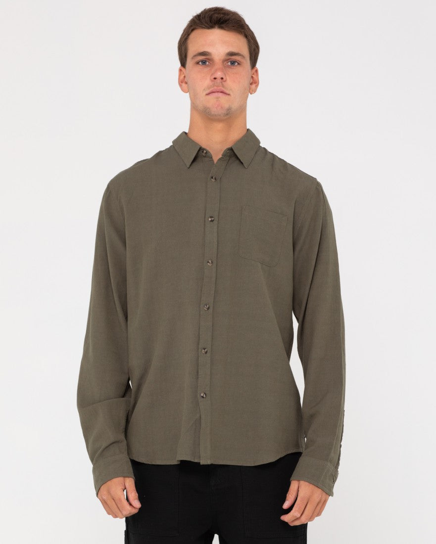 Rusty Overtone Long Sleeve Linen Shirt Savannah
