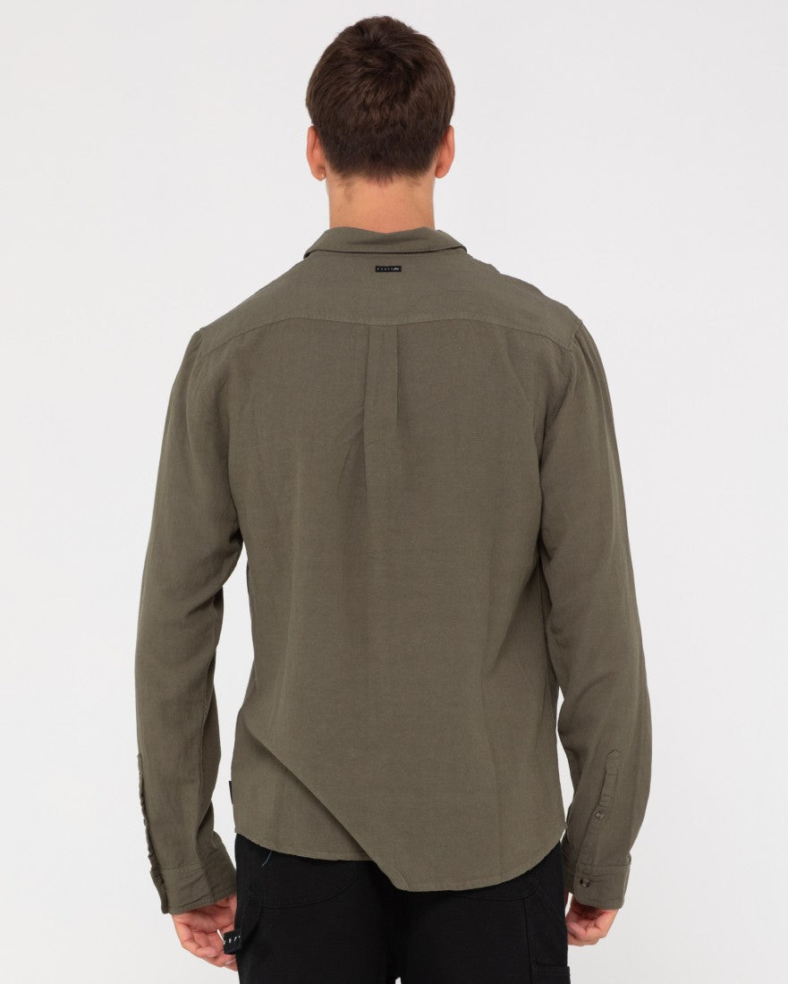 Rusty Overtone Long Sleeve Linen Shirt Savannah