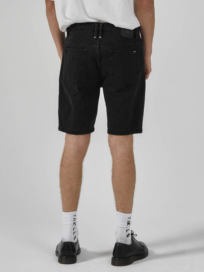 Chopped Hem Denim Short - Aged Black