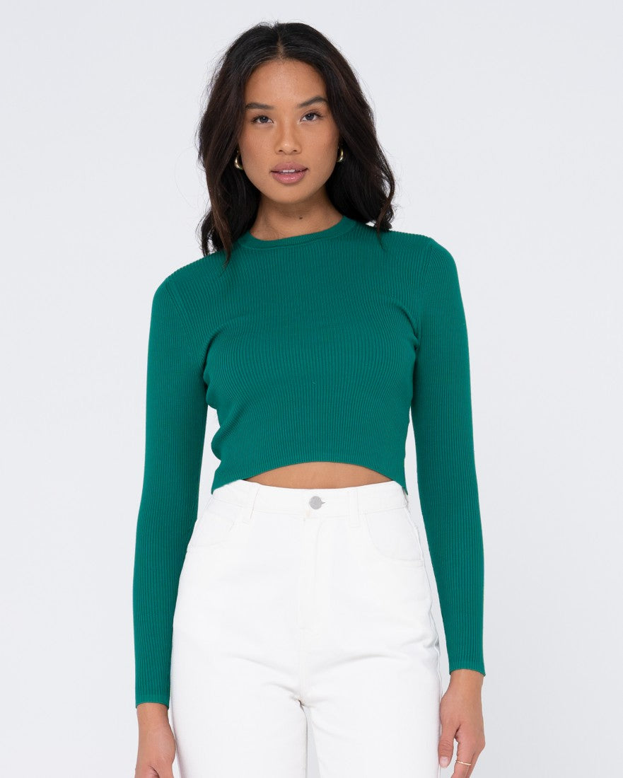 Charis Ribbed Crop Long Sleeve Knit Top