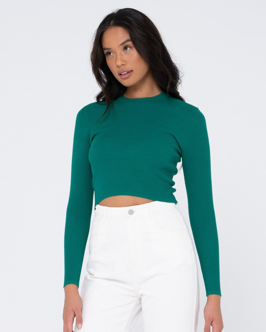 Charis Ribbed Crop Long Sleeve Knit Top