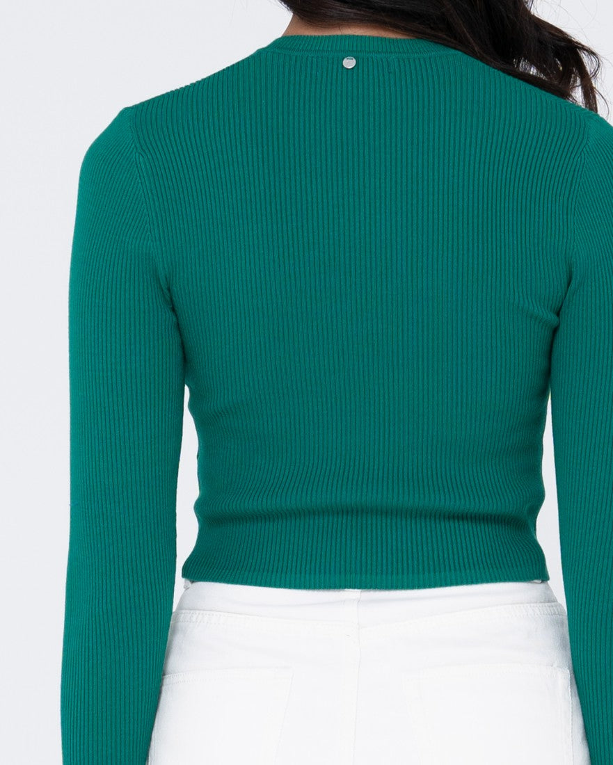Charis Ribbed Crop Long Sleeve Knit Top
