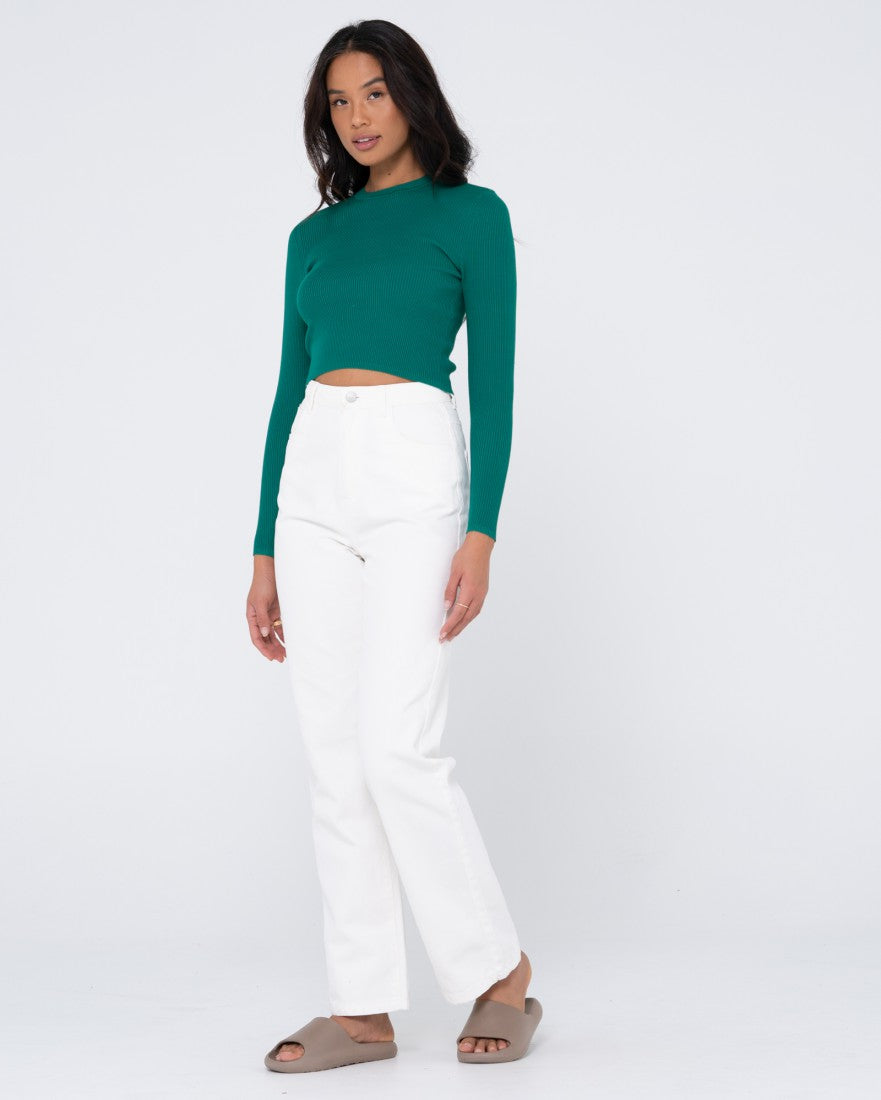 Charis Ribbed Crop Long Sleeve Knit Top