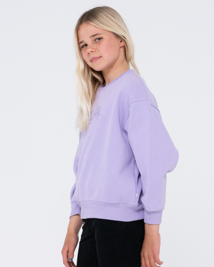 Rusty Script Oversize Crew Fleece Girls