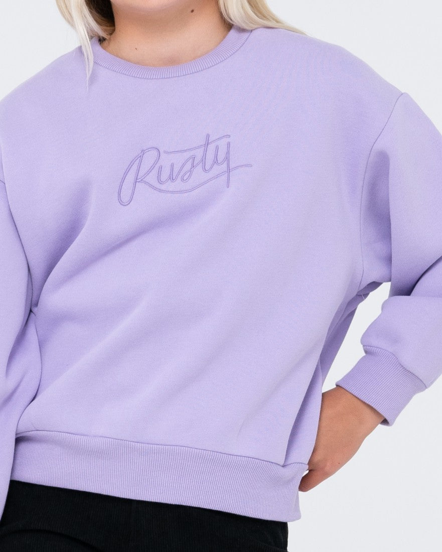 Rusty Script Oversize Crew Fleece Girls