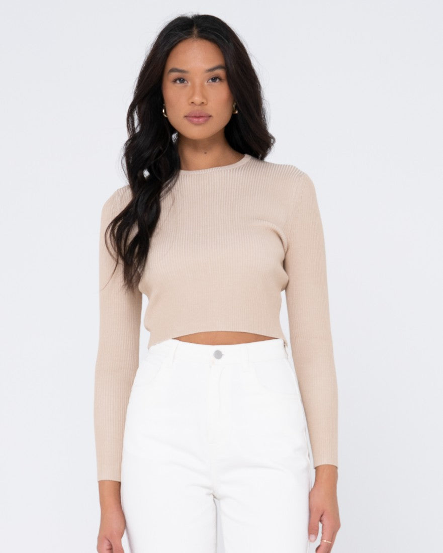 Rusty Solace Long Sleeve Knitted Top Oatmilk