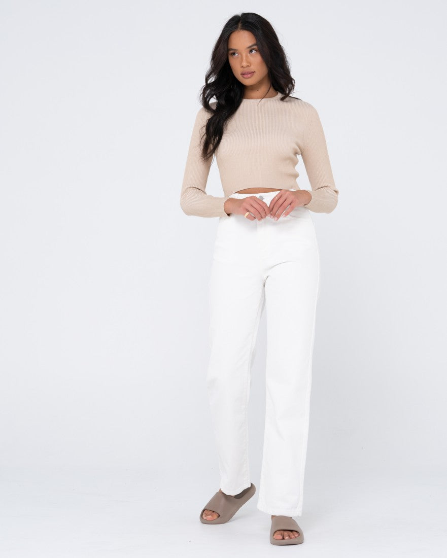 Rusty Solace Long Sleeve Knitted Top Oatmilk