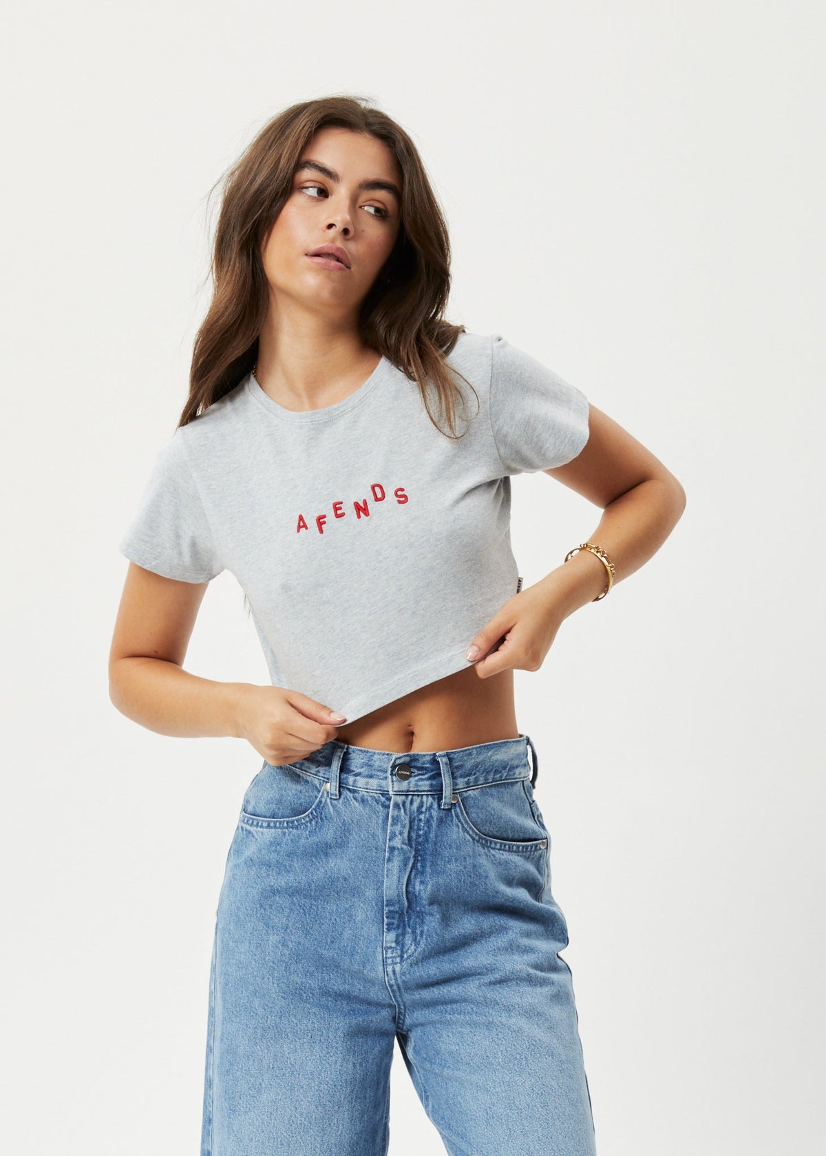 Kala Recycled Cropped Baby T-Shirt - Shadow Grey Marle