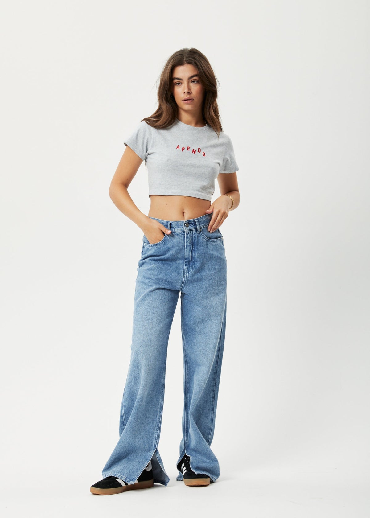 Kala Recycled Cropped Baby T-Shirt - Shadow Grey Marle