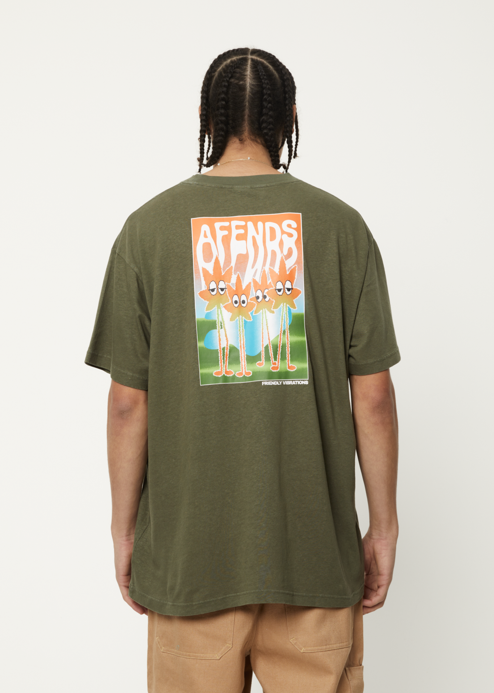 Vibrations  - Hemp Boxy Graphic T-Shirt - Cypress