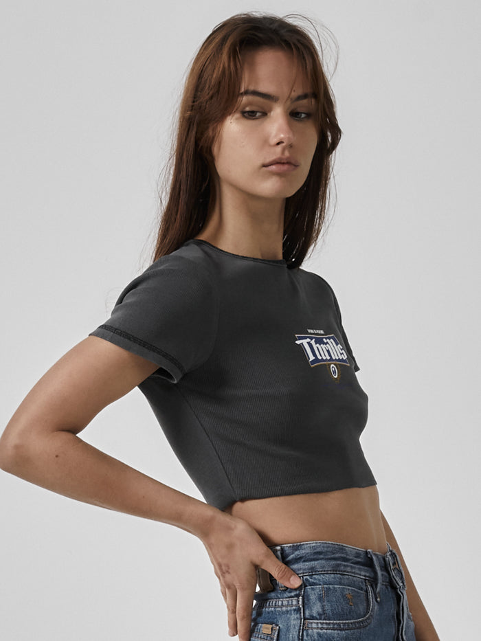 King Of Thrills Baby Crop Tee - Merch Black