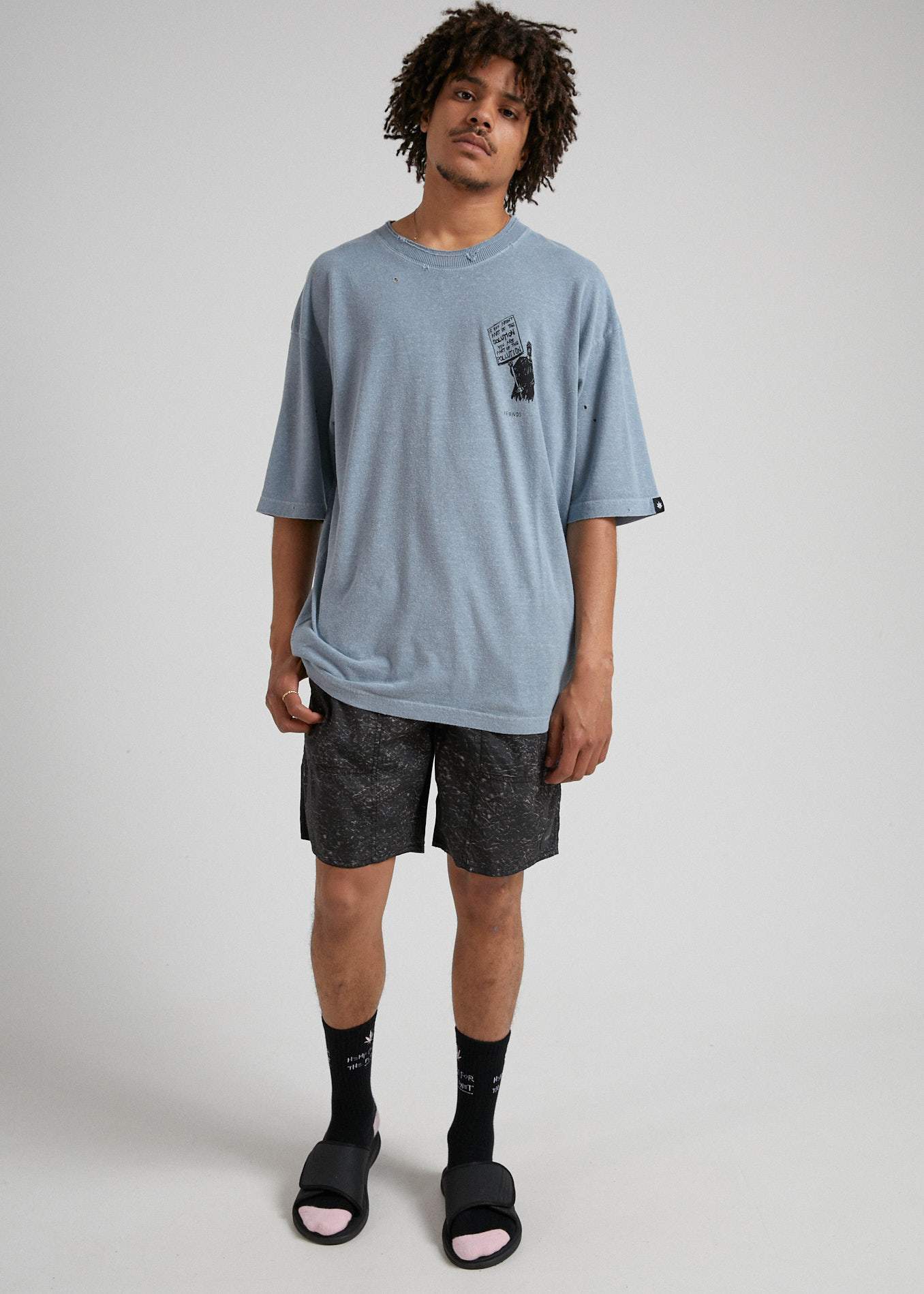 Afends Baywatch Acids  - Elastic Waist Boardshort - Black Acid Wash Black acid wash