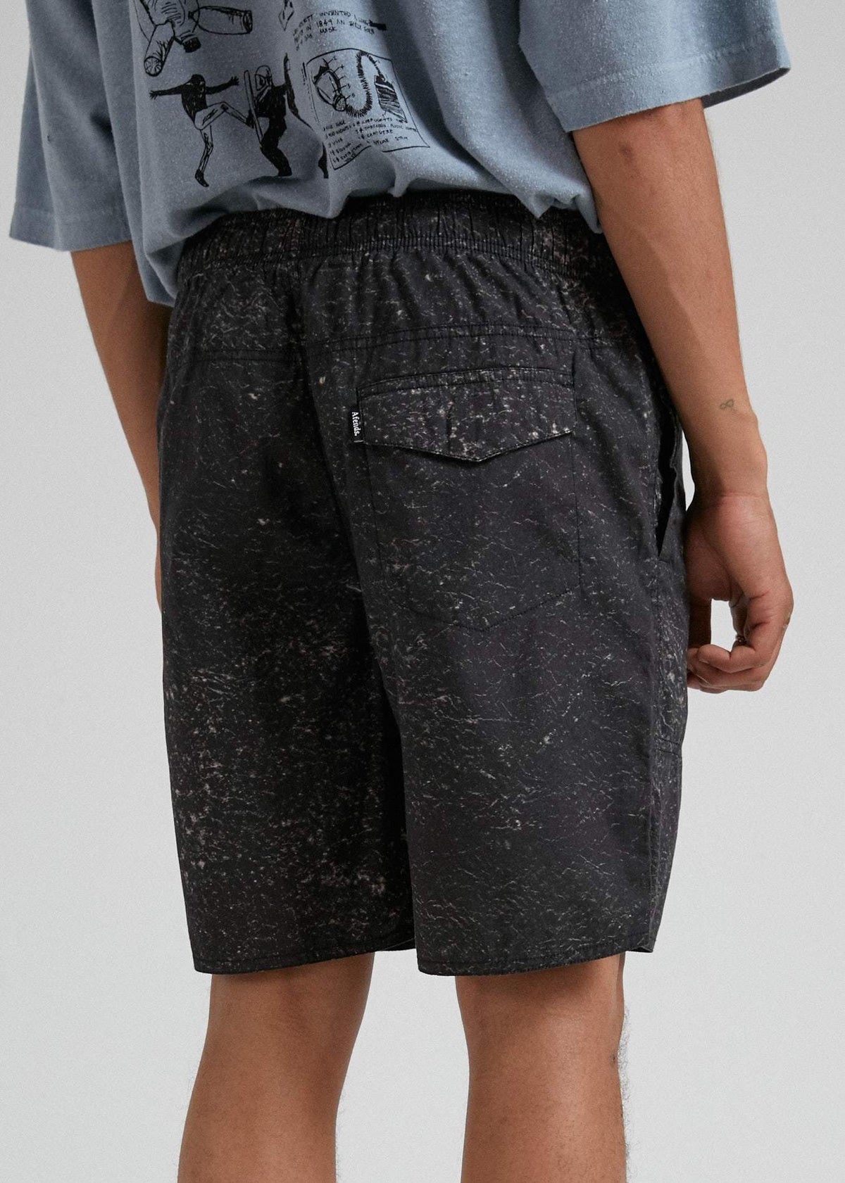Afends Baywatch Acids  - Elastic Waist Boardshort - Black Acid Wash Black acid wash