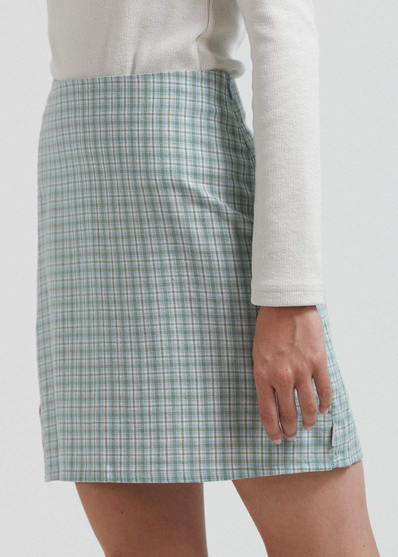 Afends Billy  - Hemp Check Mini Skirt - Moss Check Moss check