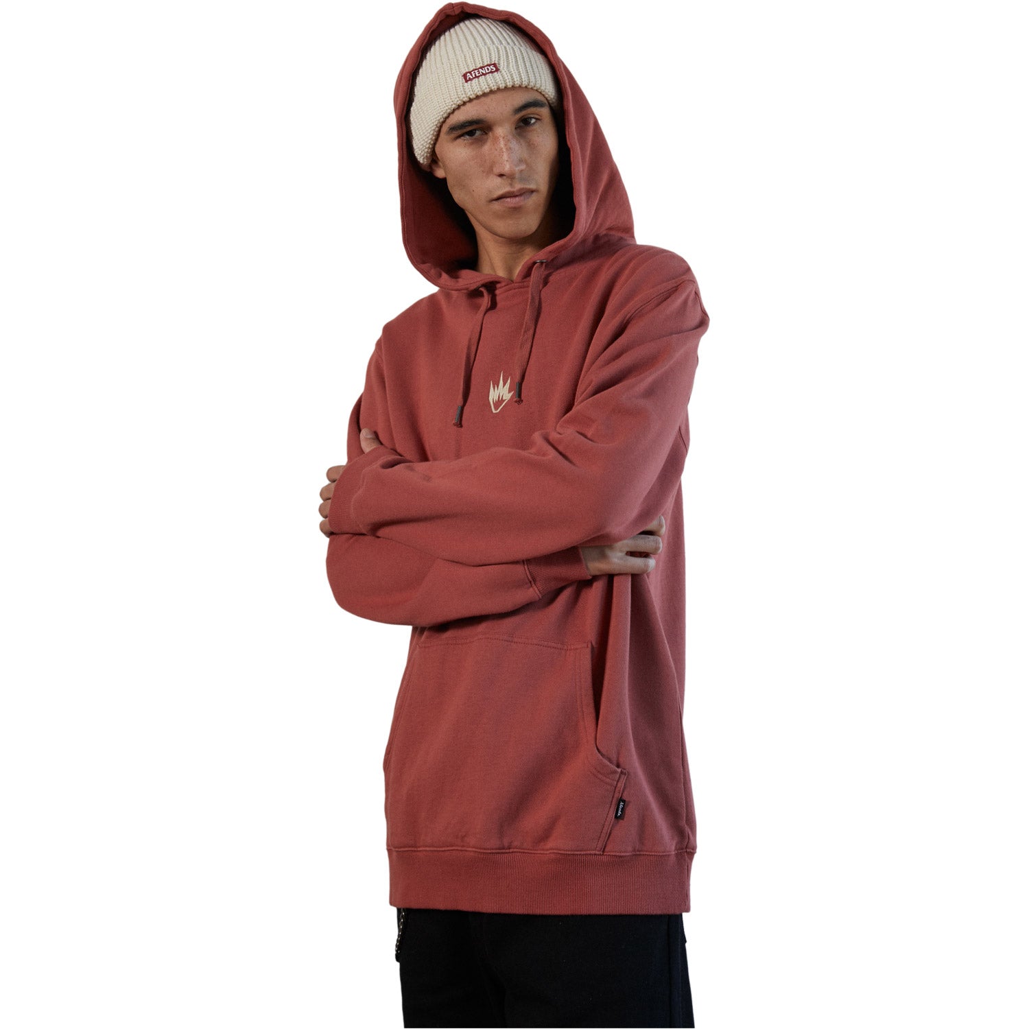 Afends Flame Pull On Hoodie Brick