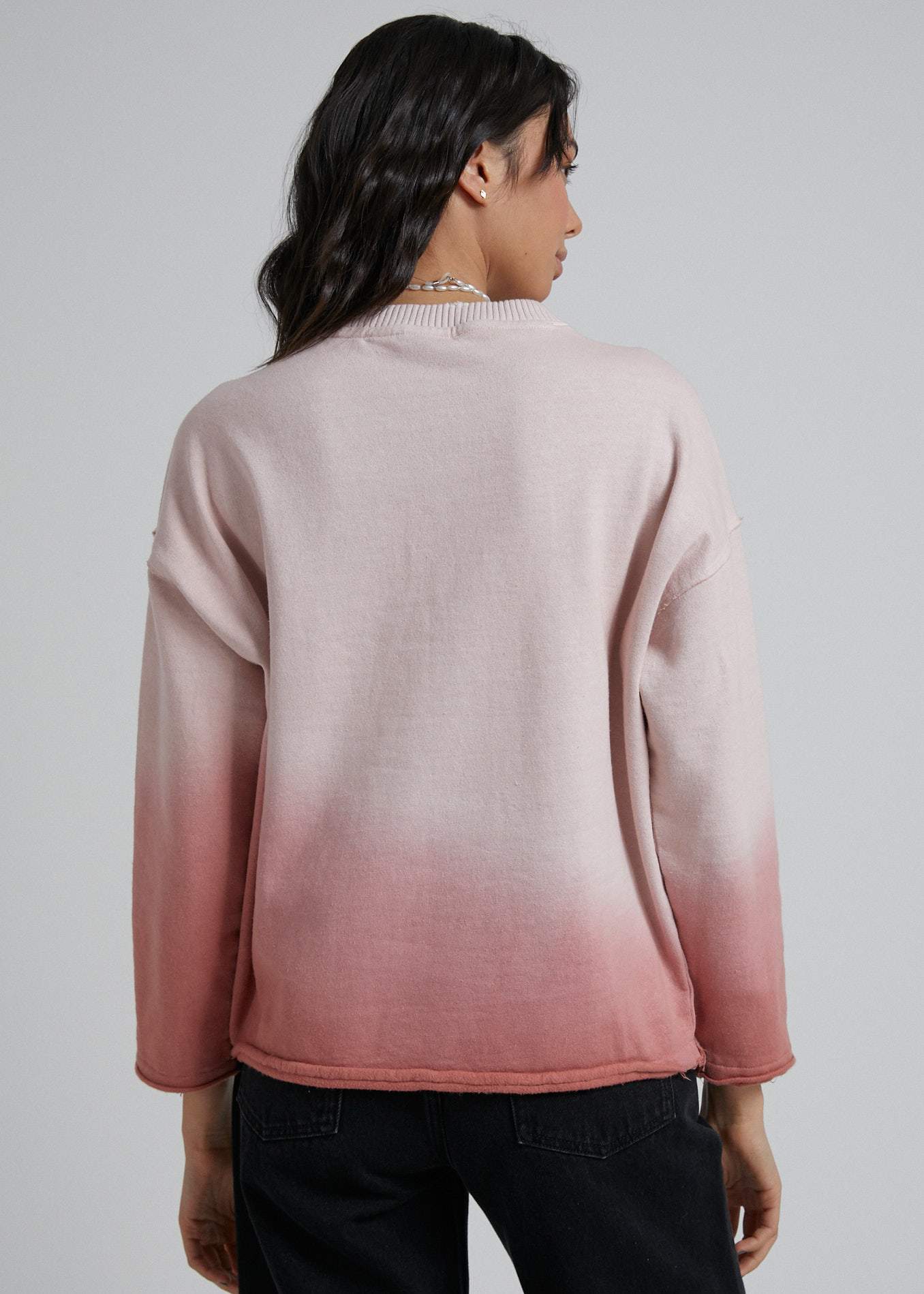 Afends Gretal  - Hemp Oversized Crew Neck - Ash Pink Dip Dye Ash pink dip dye