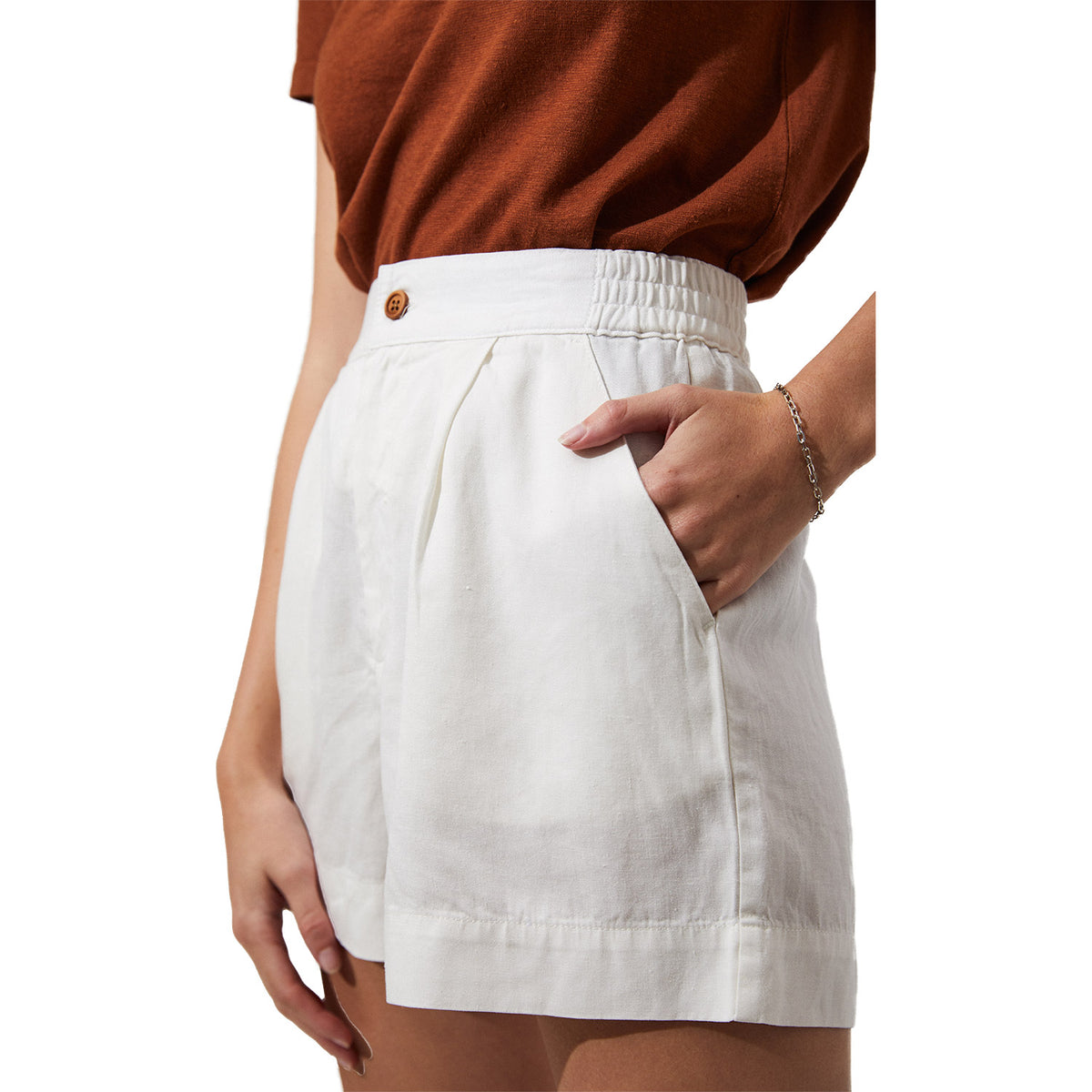 Afends Jen Hemp Ruched Short White