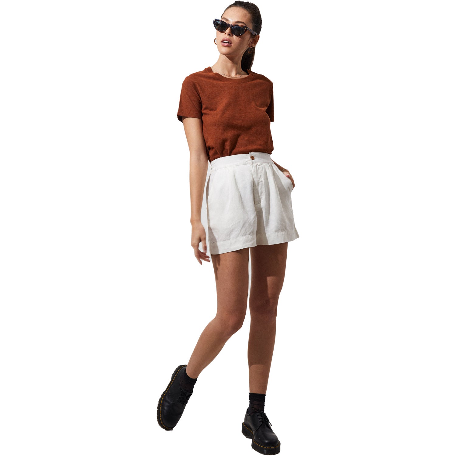 Afends Jen Hemp Ruched Short White