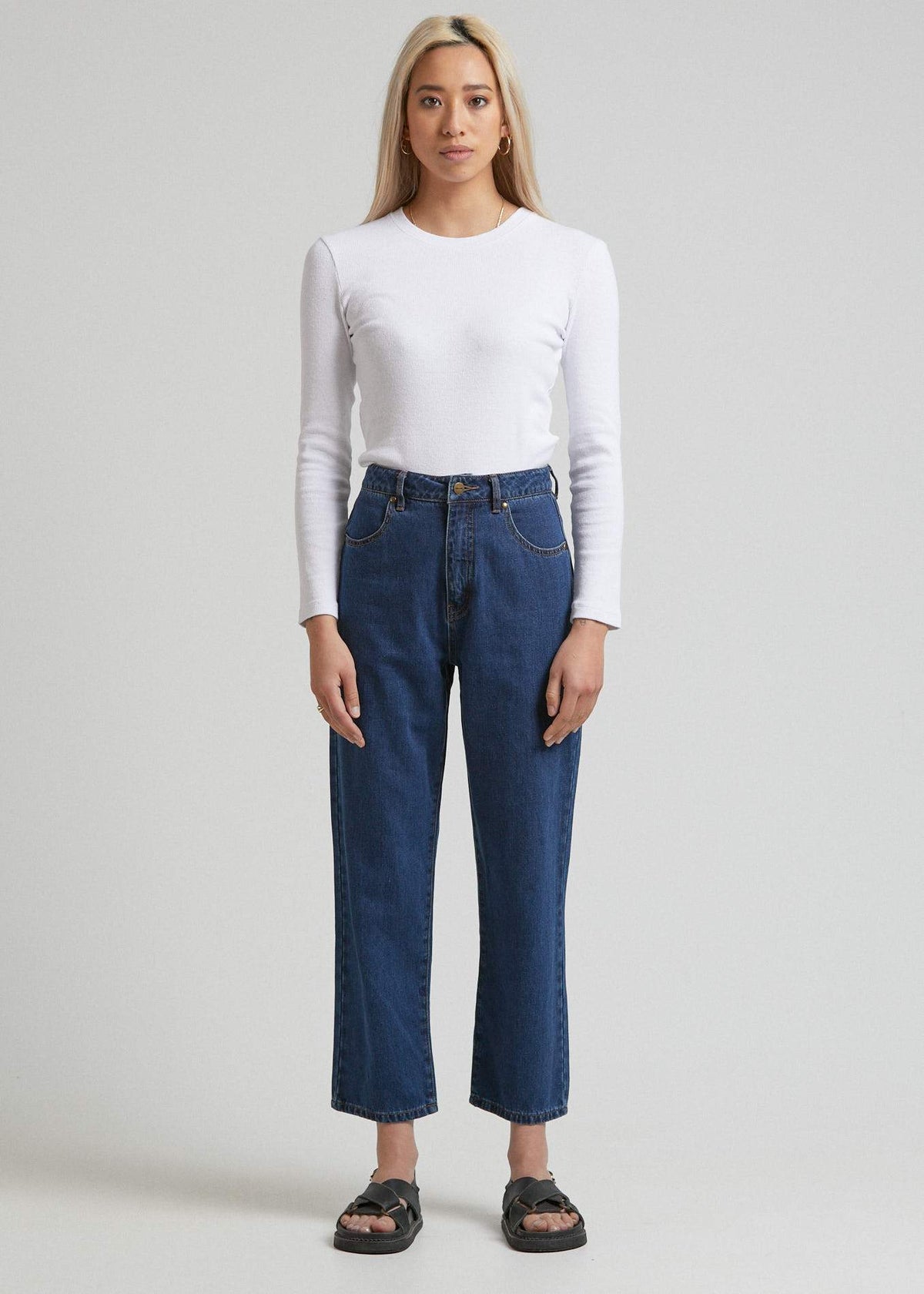 Afends Shelby  - Hemp Denim High Waist Wide Leg Jeans - Indigo Rinse Indigo rinse