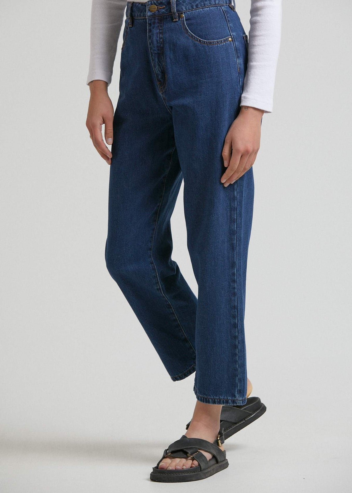 Afends Shelby  - Hemp Denim High Waist Wide Leg Jeans - Indigo Rinse Indigo rinse