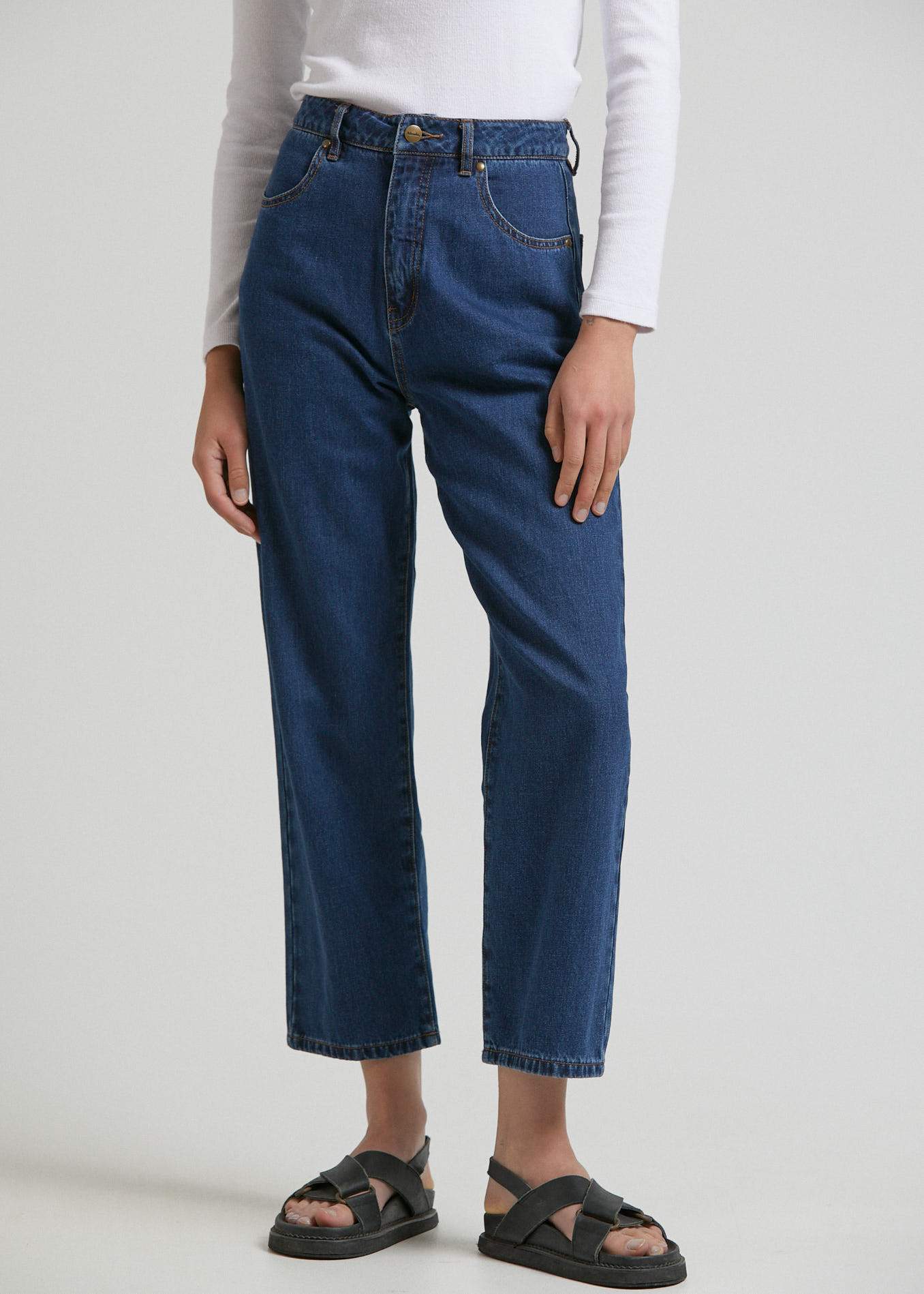 Afends Shelby  - Hemp Denim High Waist Wide Leg Jeans - Indigo Rinse Indigo rinse