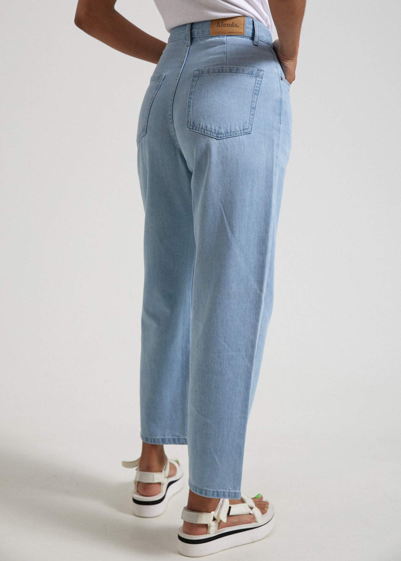Afends Shelby  - Hemp Denim High Waist Wide Leg Jeans - Indigo Rinse Stone blue