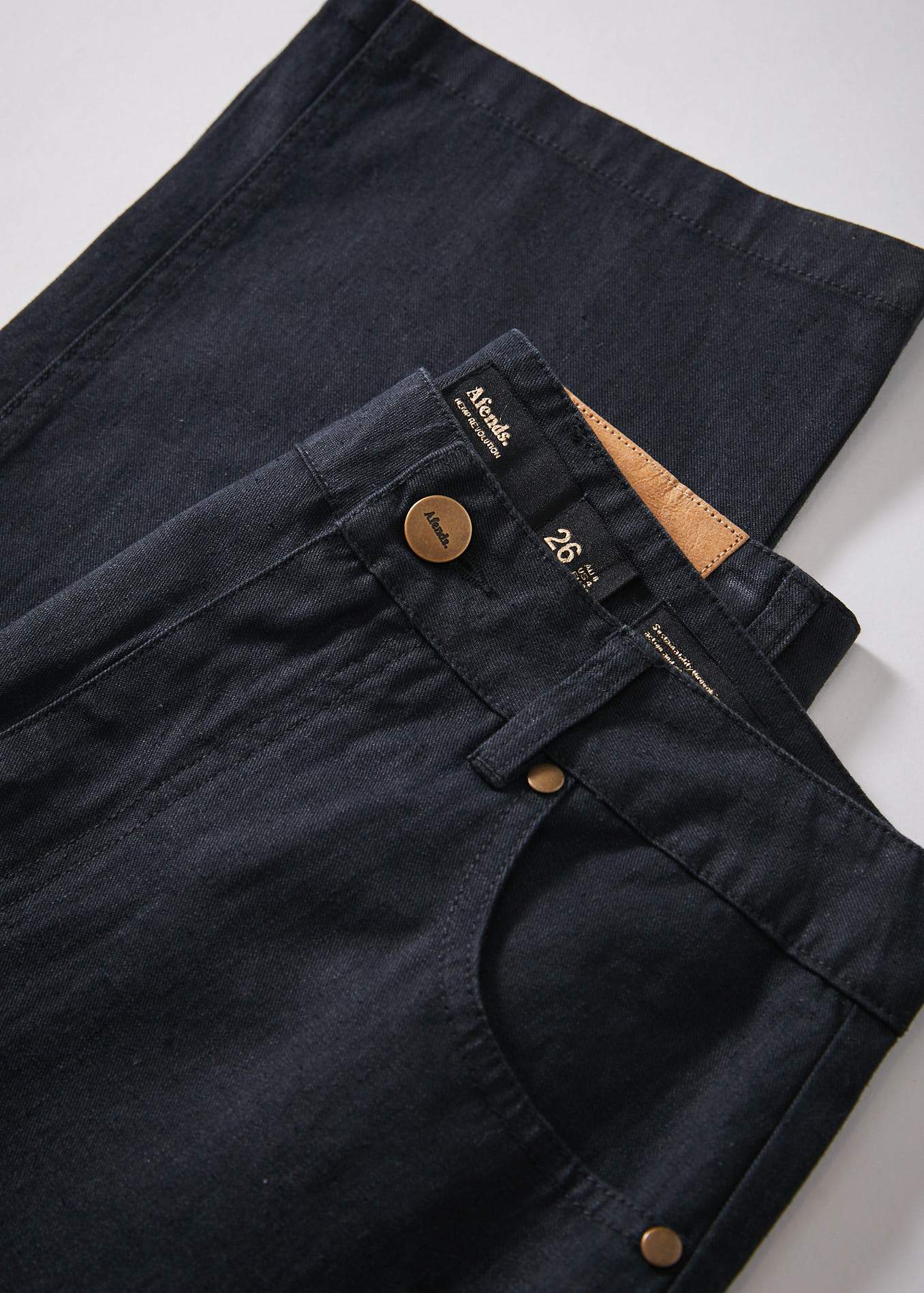 Afends Shelby  - Hemp Twill High Waist Wide Leg Pant - Off White Black