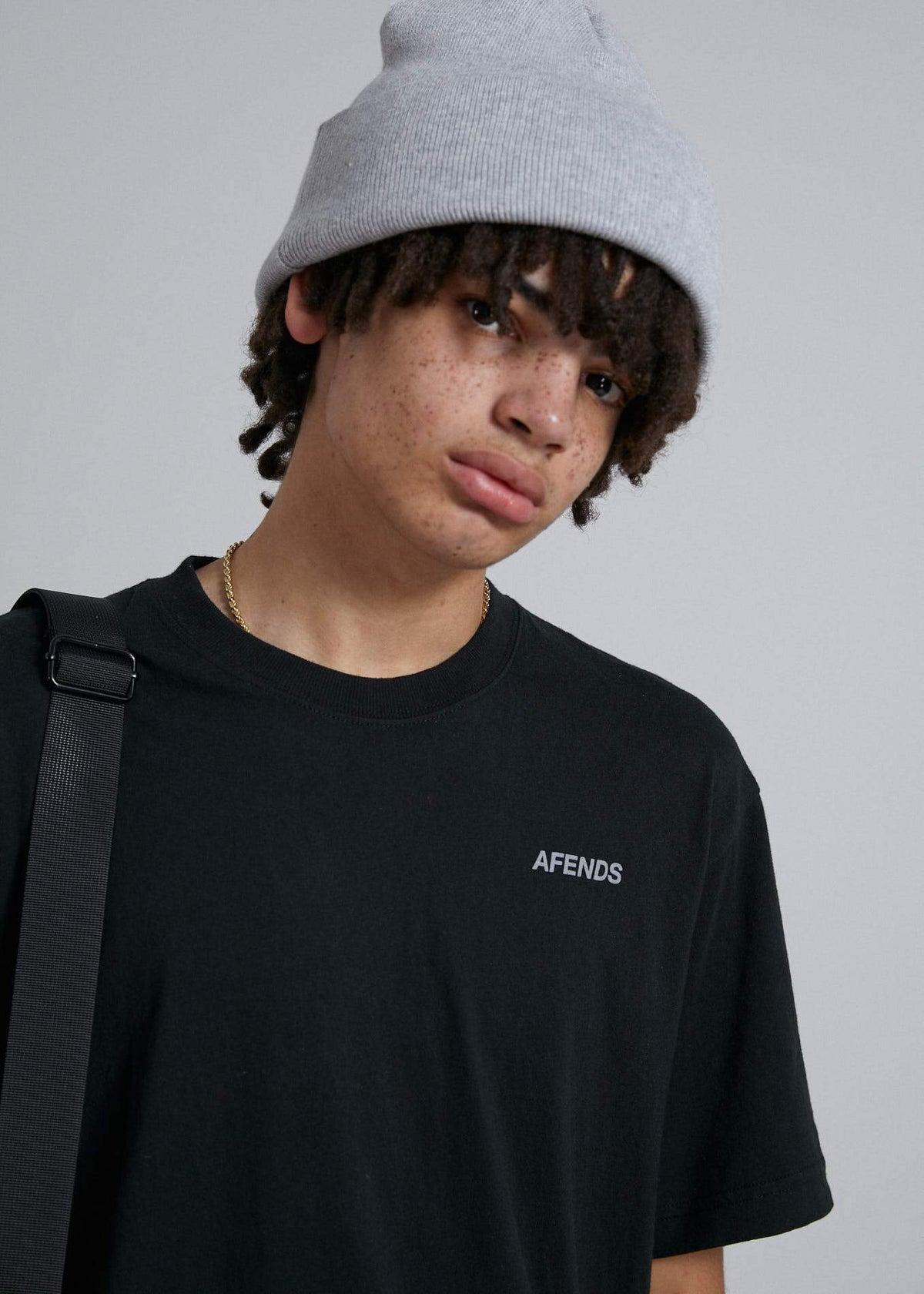 Afends Sidewalk  - Unisex Retro Fit Tee - Black Black