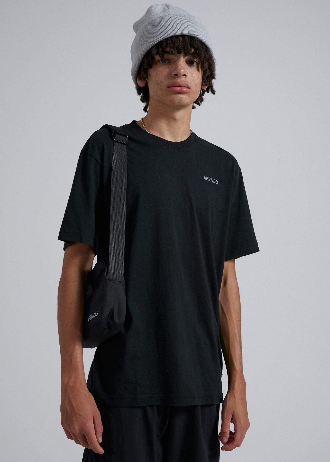 Afends Sidewalk  - Unisex Retro Fit Tee - Black Black