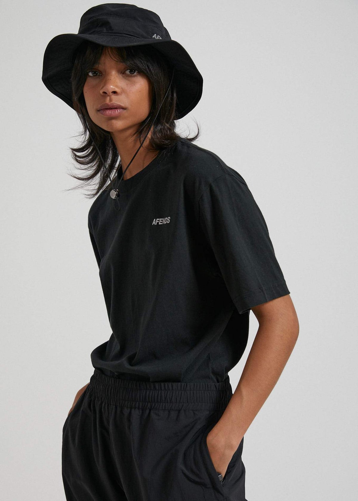 Afends Sidewalk  - Unisex Retro Fit Tee - Black Black