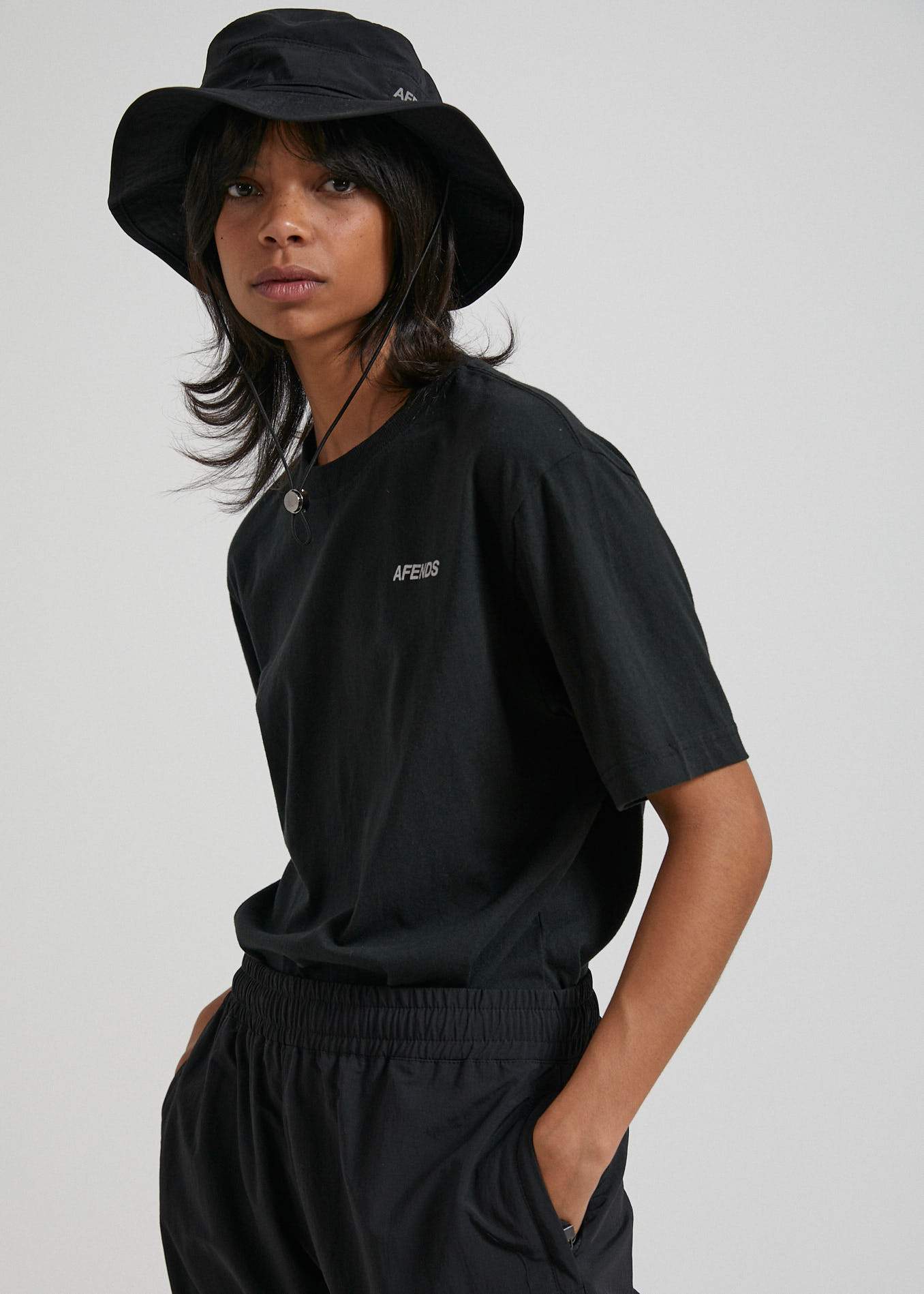 Afends Sidewalk  - Unisex Retro Fit Tee - Black Black