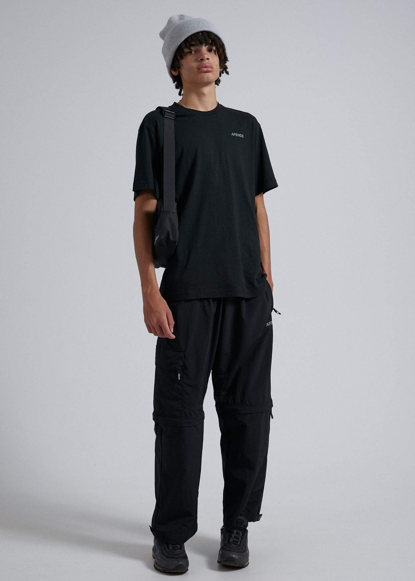 Afends Sidewalk  - Unisex Retro Fit Tee - Black Black