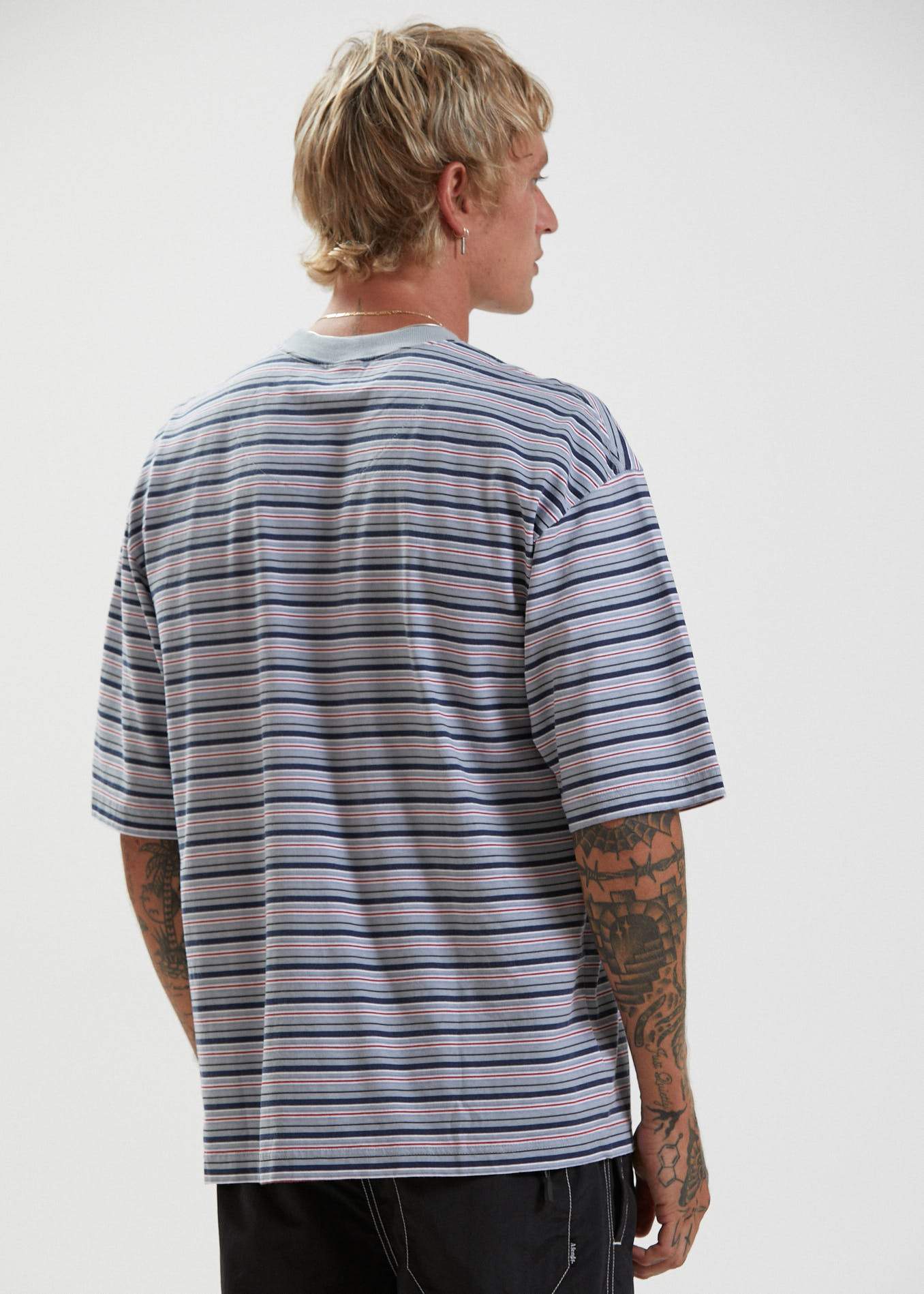 Afends Surplus  - Reycled Stripe Oversized T-Shirt - Shadow Shadow