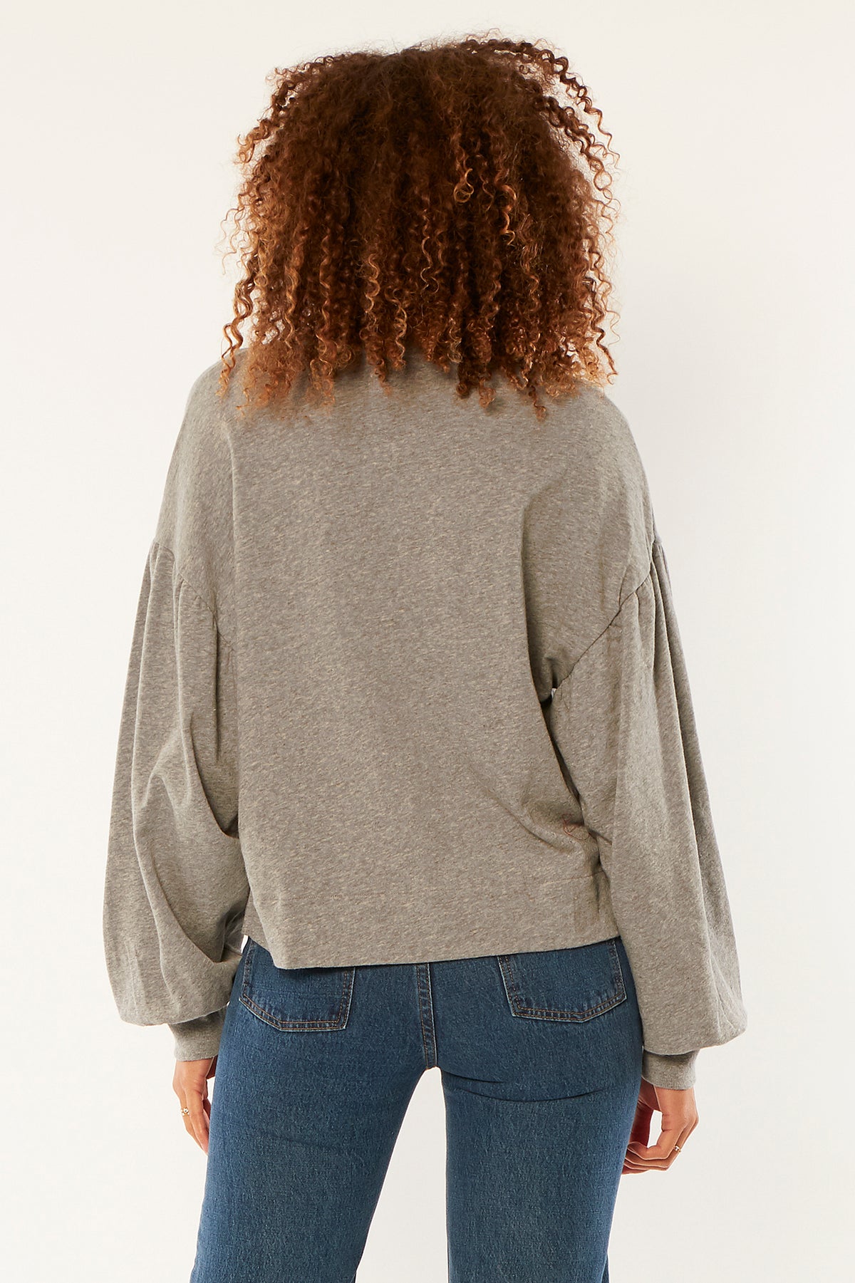 Amuse Society CAMILA LONG SLEEVE KNIT FLEECE TOP Grey heather