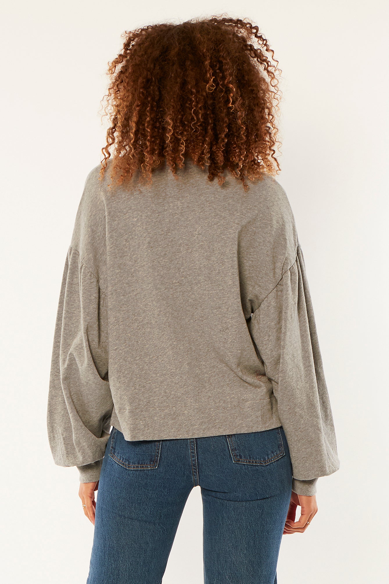 Amuse Society CAMILA LONG SLEEVE KNIT FLEECE TOP Grey heather