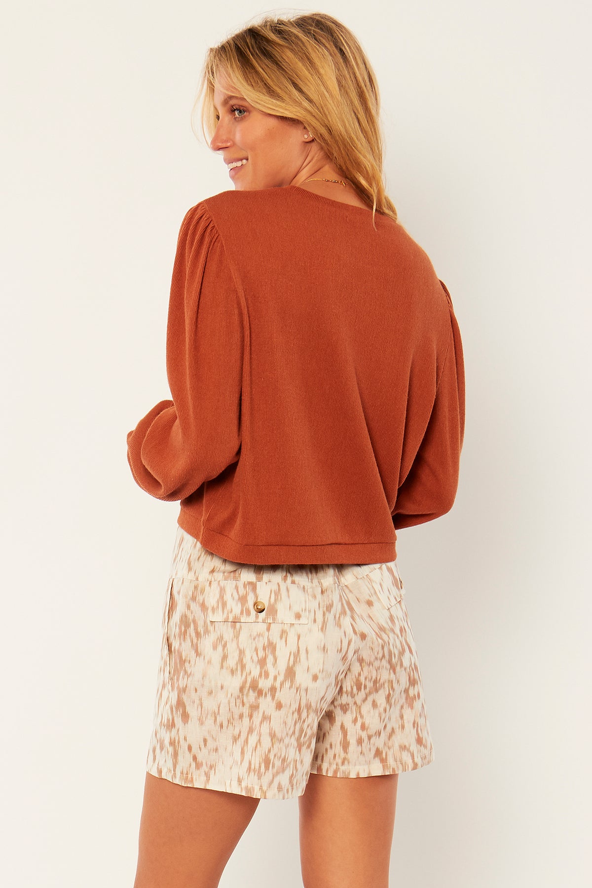 Amuse Society LOVE HIGH LONG SLEEVE KNIT FLEECE TOP Sienna