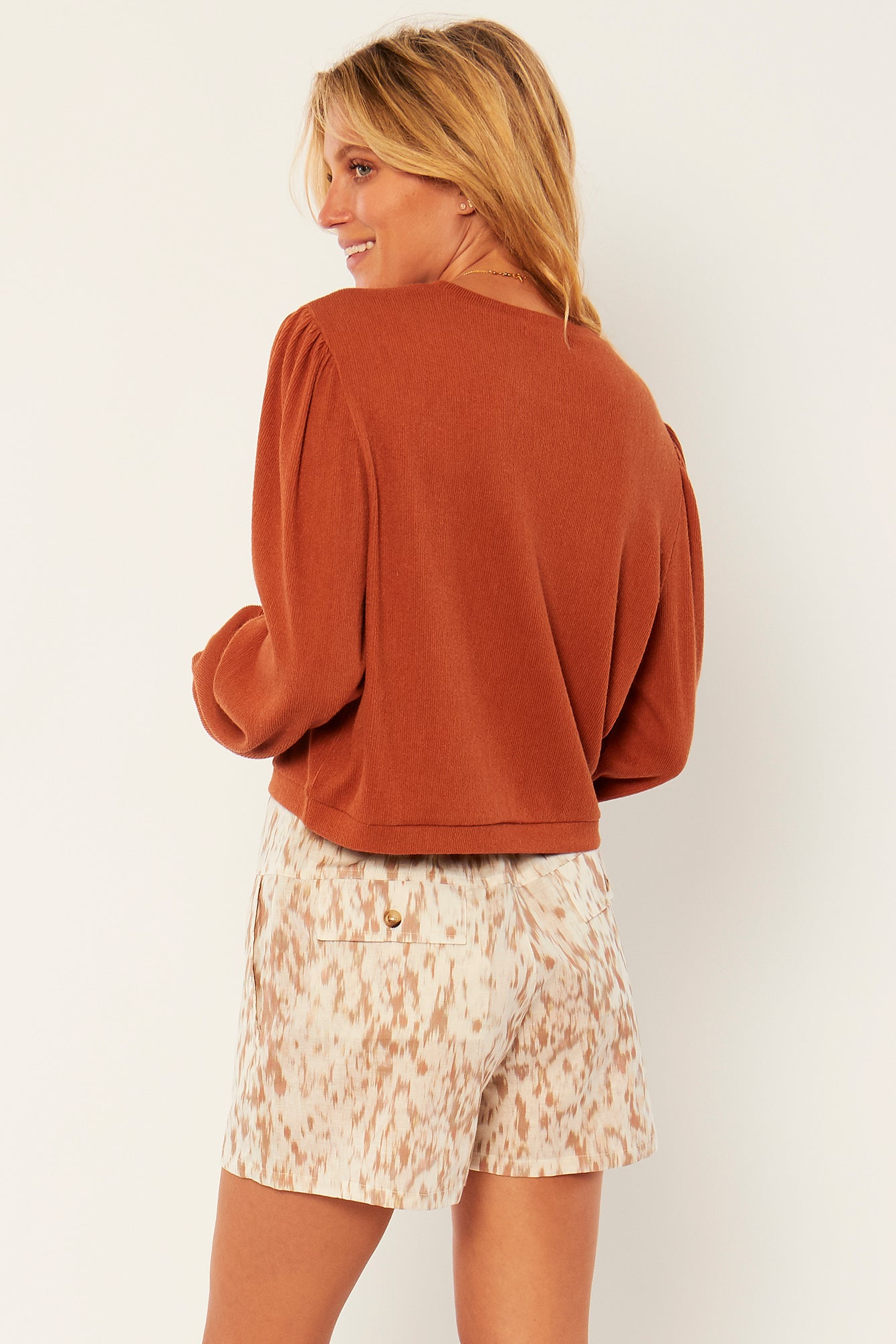 Amuse Society LOVE HIGH LONG SLEEVE KNIT FLEECE TOP Sienna