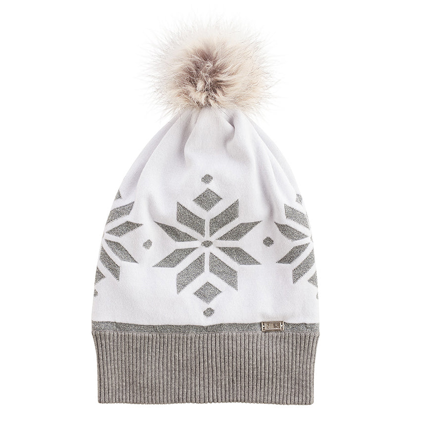 Nils Quinn Womens Knit Hat 2019 Grey White Metallic