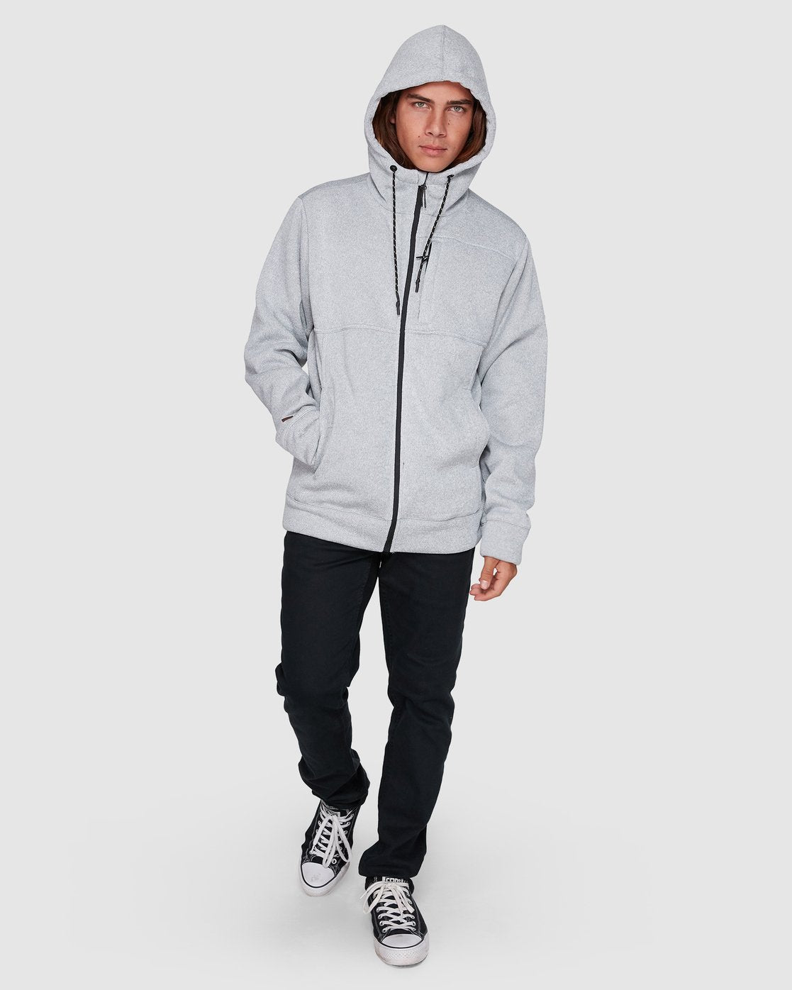 Billabong Boundary Sherpa Zip Thru Hoodie Grey heather