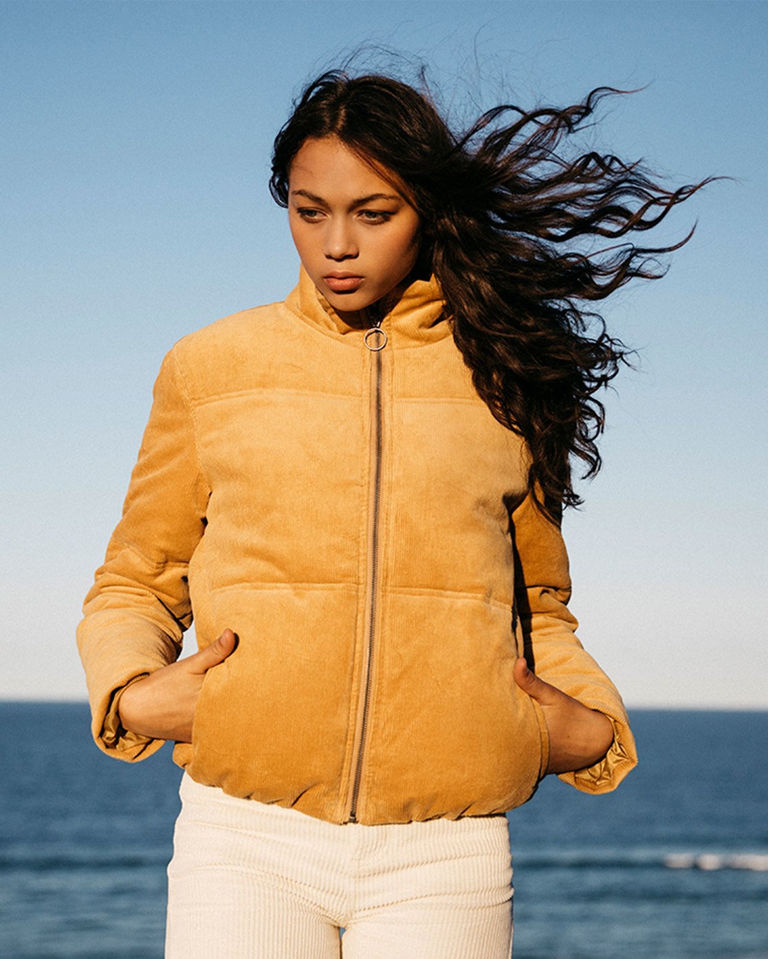 Billabong Desert Cord Puffer Jacket Carmel