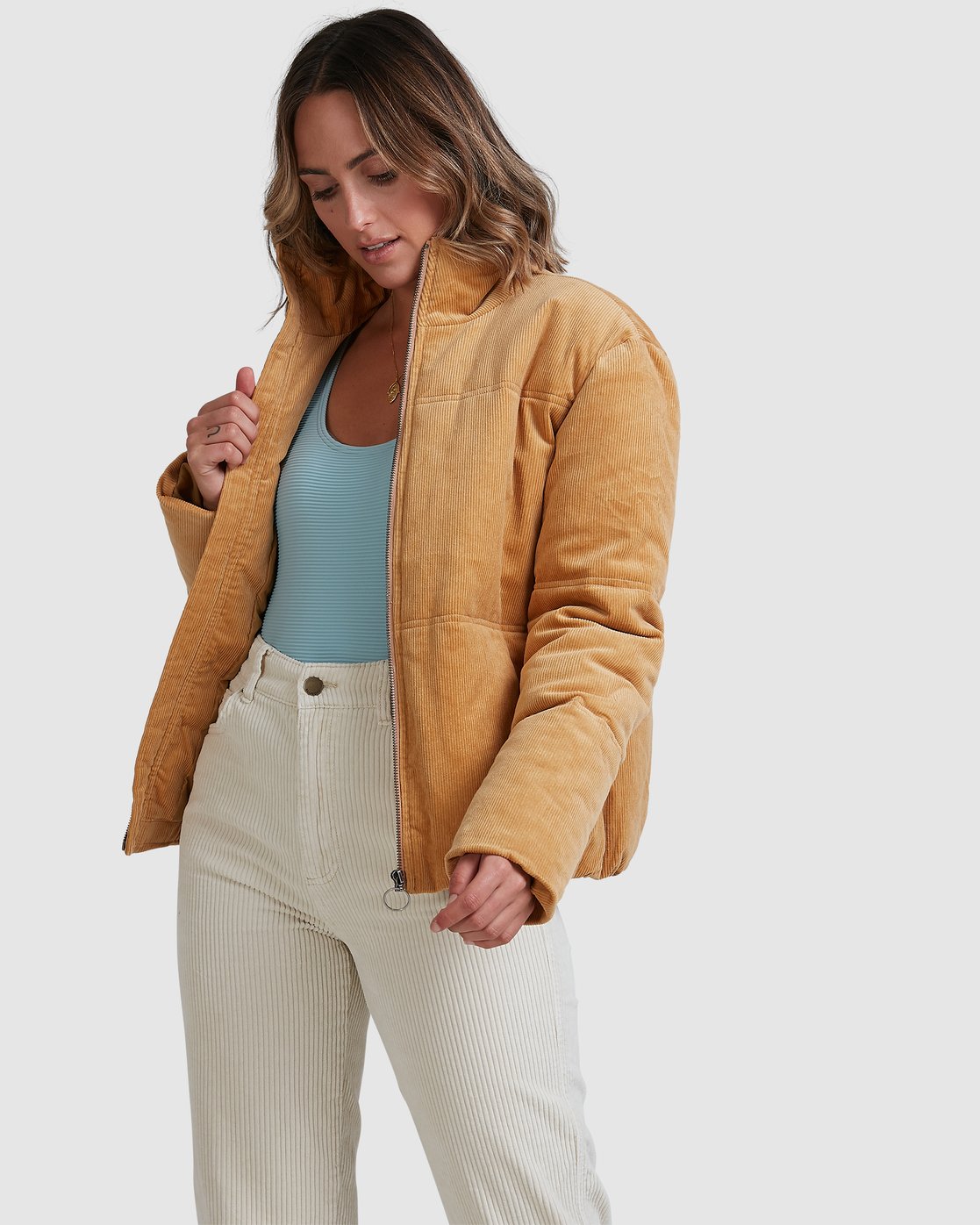 Billabong Desert Cord Puffer Jacket Carmel