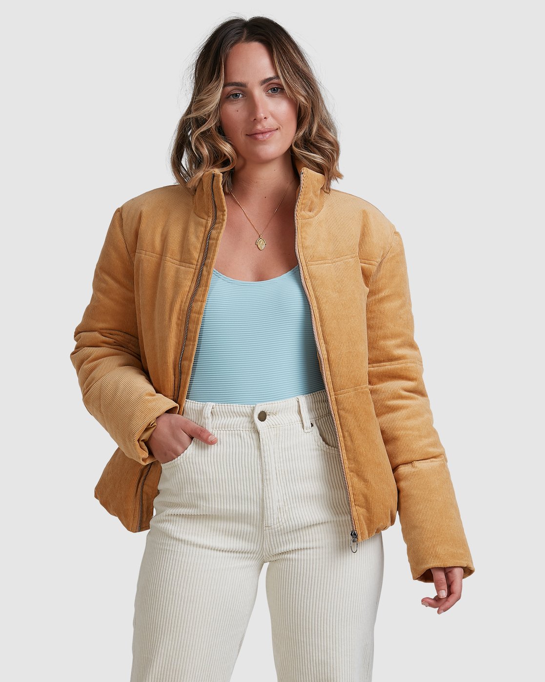 Billabong Desert Cord Puffer Jacket Carmel