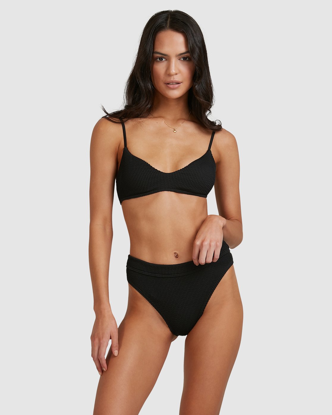 Billabong Summer High V Bralette Bikini Top Black sands