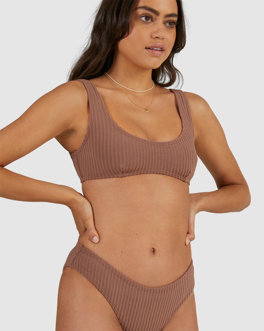 Billabong Terry Rib Bondi Bikini Bottom COCOA