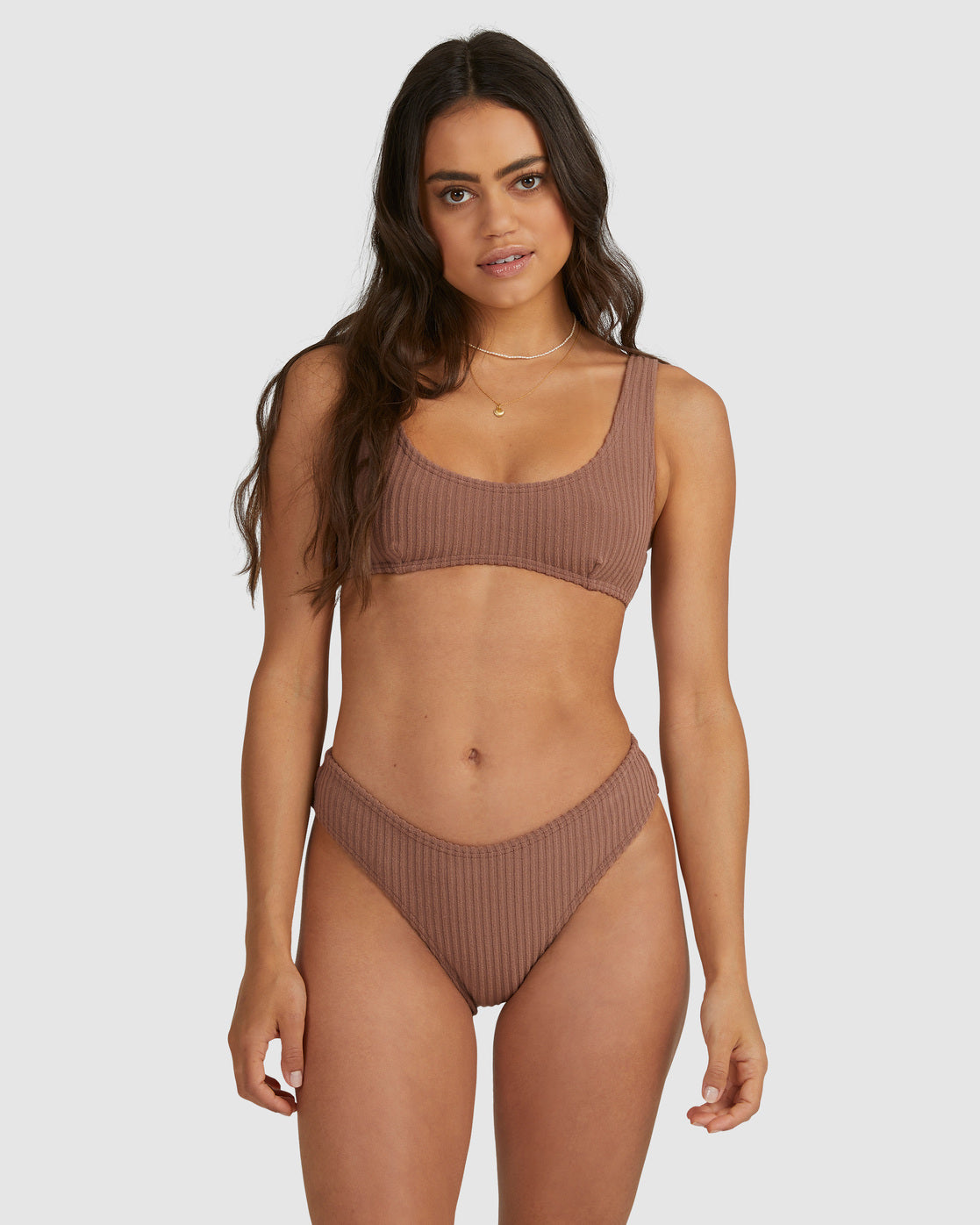 Billabong Terry Rib Bralette Bikini Top COCOA