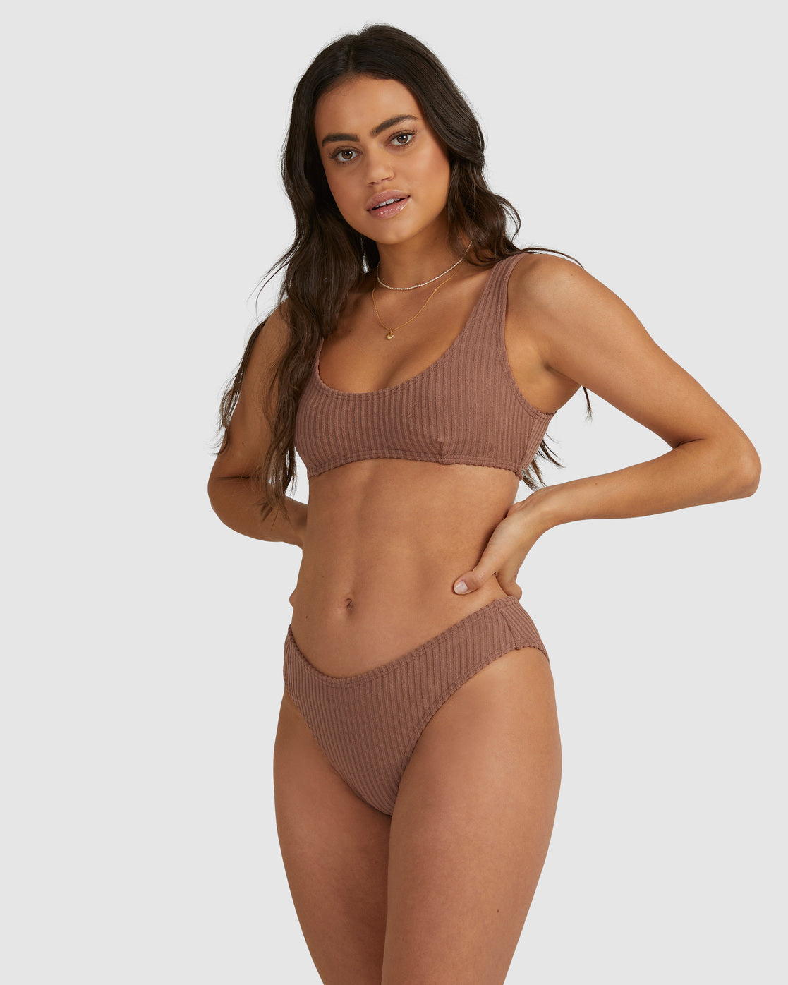 Billabong Terry Rib Bralette Bikini Top COCOA