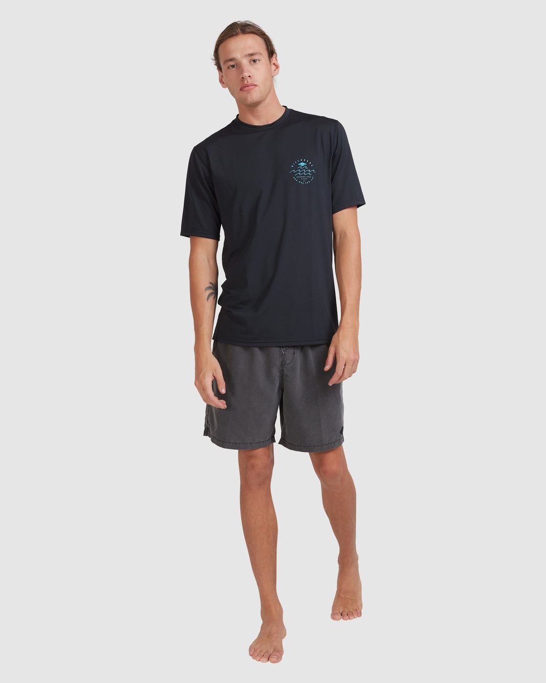 Billabong Wavey Davey Loose Fit Short Sleeve Rash Vest BLACK