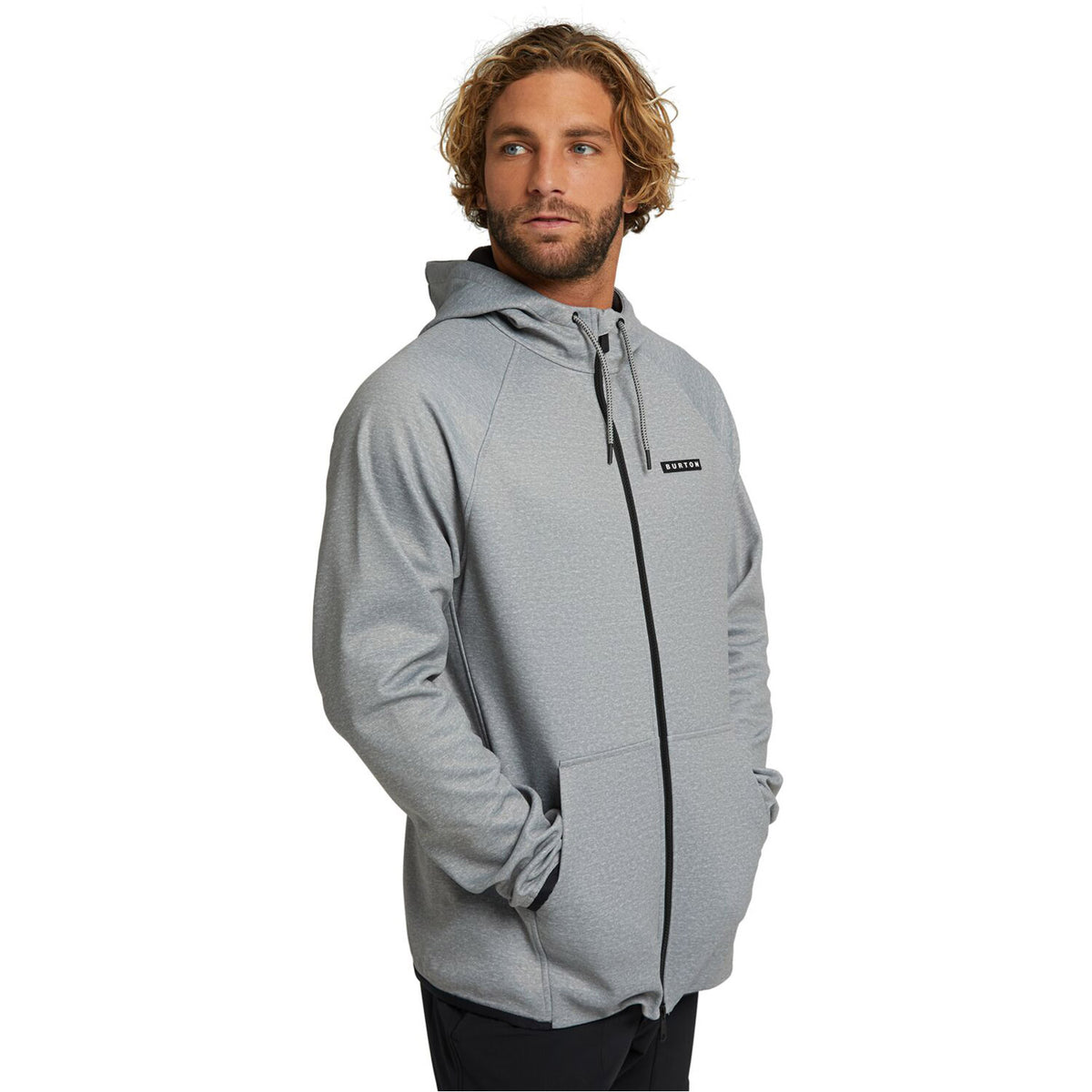 Burton Mens Crown Weatherproof Full-Zip Fleece Hoodie 2021 Gray Heather