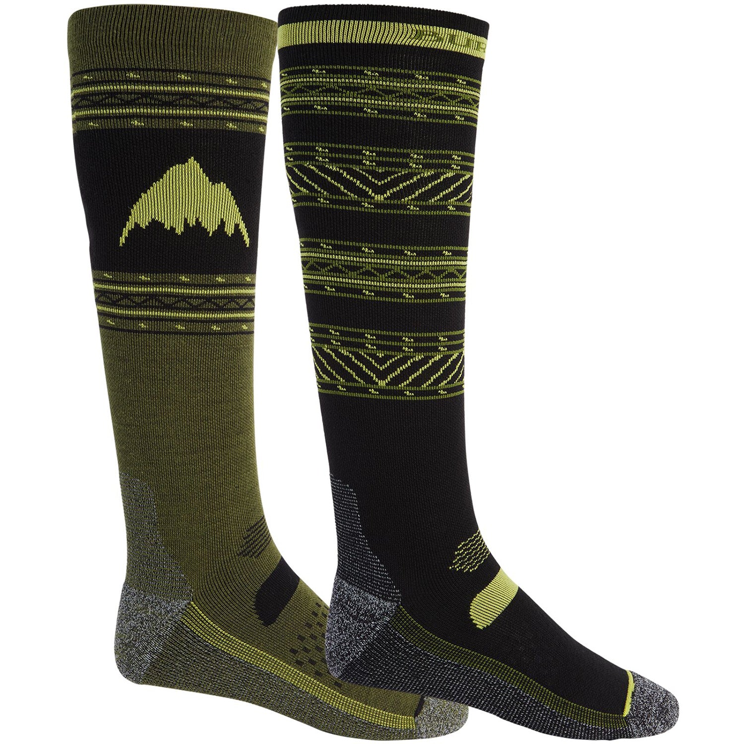 Burton Performance Lightweight Mens Snowboard Sock 2-Pack 2021 True Black / Martini Olive